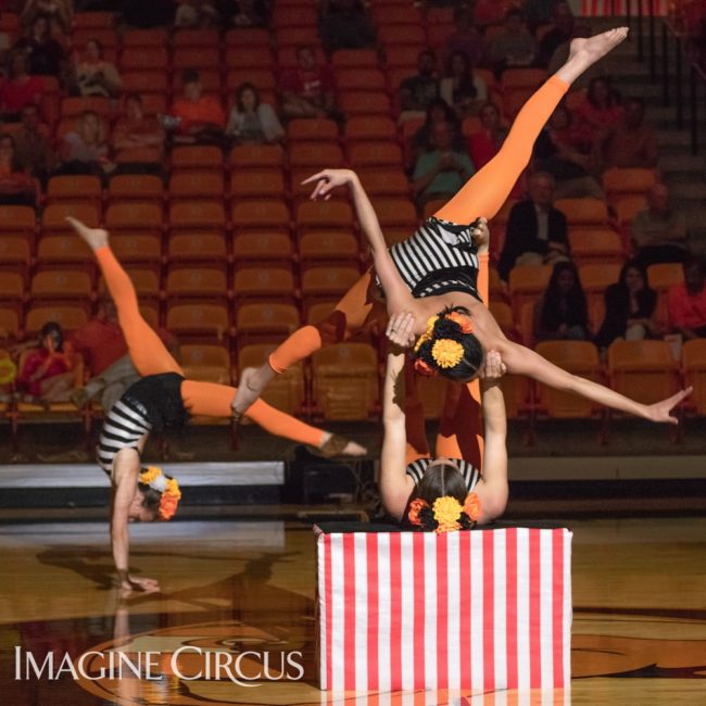 Acrobats, Imagine Circus, Campbell University, Kaci, Katie, Callie, Photo by Slater Mapp