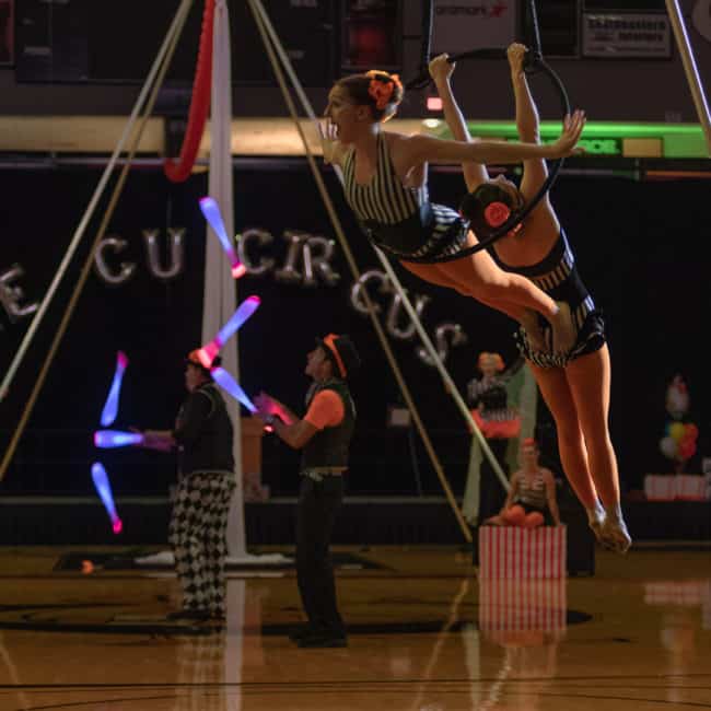 Aerial Dance Duo Lyra, Imagine Circus, Campbell University, Katie, Liz, Photo by Slater Mapp