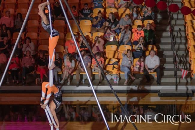 Aerial Dance Duo Silks, Imagine Circus, Campbell University, Kaci, Liz, Photo by Slater Mapp