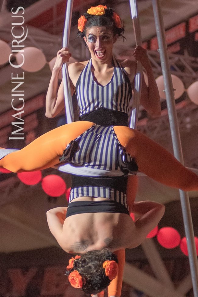 Aerial Dance Duo Silks, Imagine Circus, Campbell University, Kaci, Liz, Photo by Slater Mapp