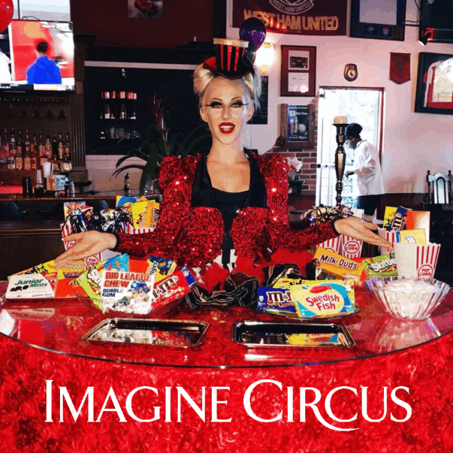 Strolling Table, Candy Girl, Big Top Circus, Whitney, Imagine Circus