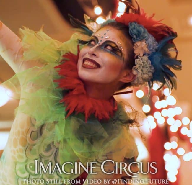 Acrobat, Teal, Green, Red, Cirque, Imagine Circus, Kaci, Oddball Gala, Photo Still from Video by Finding Future