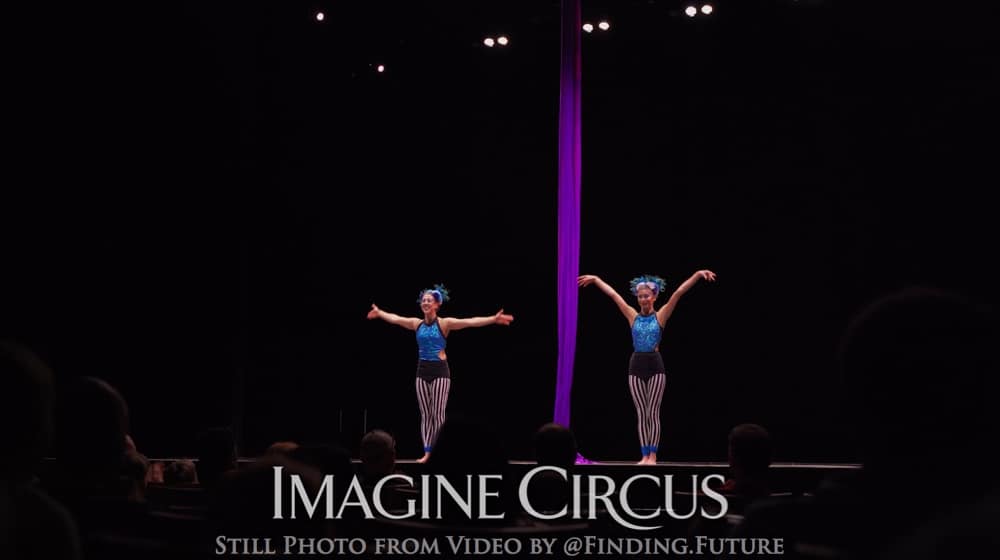 Partner Silks Aerial Duo, Kaci, Liz, Stage Show, DPAC Durham, Imagine Circus, Still from Video by Finding Future