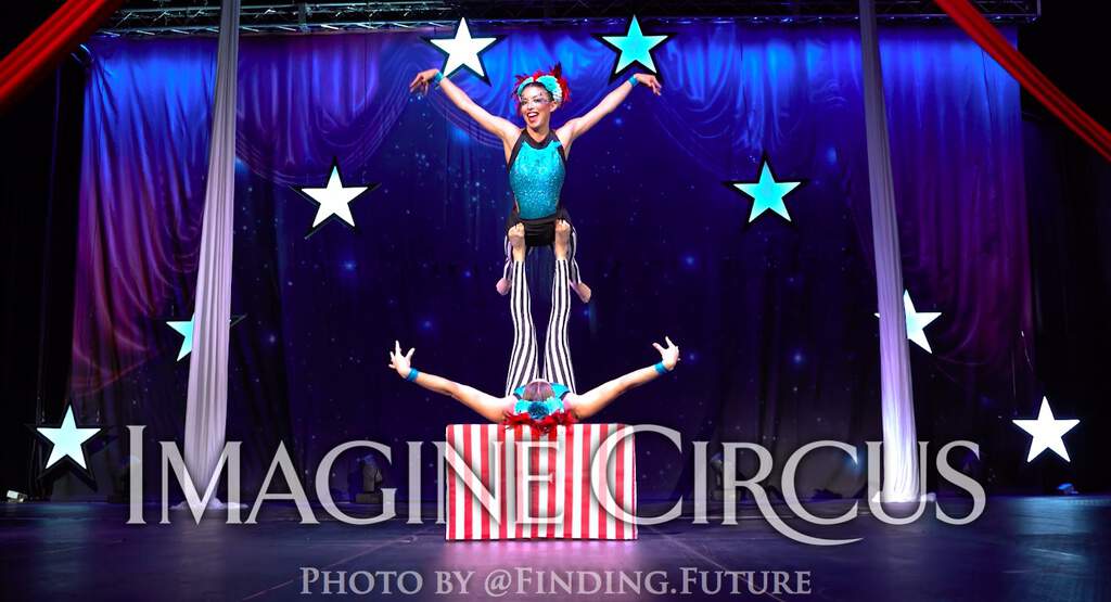 Acrobat Duo, Katie and Kaci, Cirque Celebration, Stage Show, Imagine Circus Performer, Photo by Finding Future