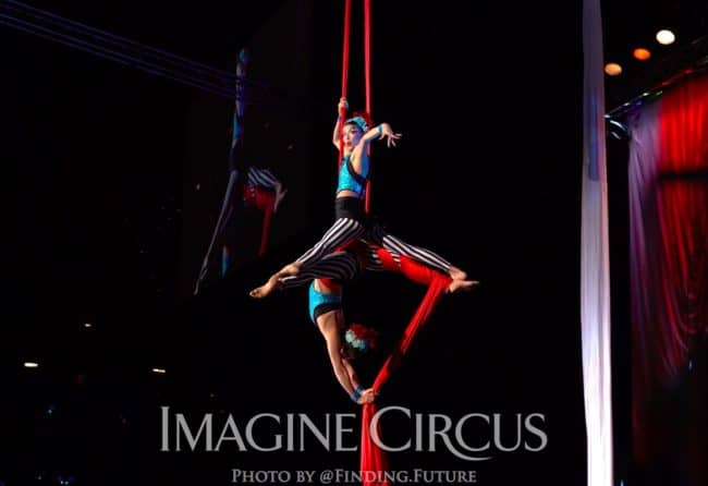 Aerialist, Aerial Silks Duo, Kaci and Liz Bliss, Cirque Celebration, Stage Show, Imagine Circus Performer, Photo by Finding Future