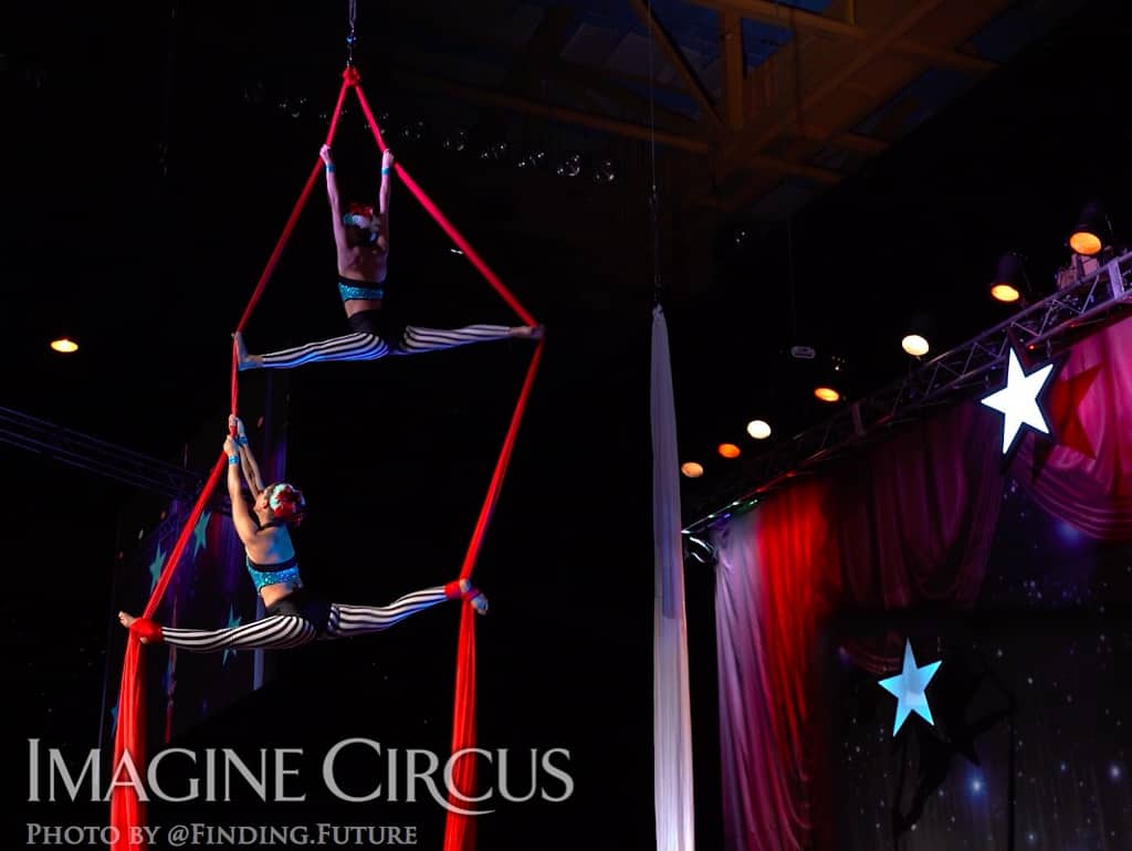 Aerialist, Aerial Silks Duo, Kaci and Liz Bliss, Cirque Celebration, Stage Show, Imagine Circus Performer, Photo by Finding Future
