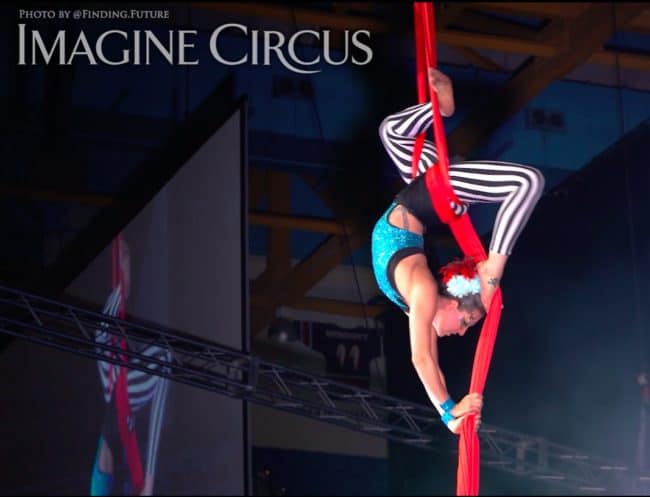 Aerialist, Aerial Silks, Liz Bliss, Cirque Celebration, Stage Show, Imagine Circus Performer, Photo by Finding Future