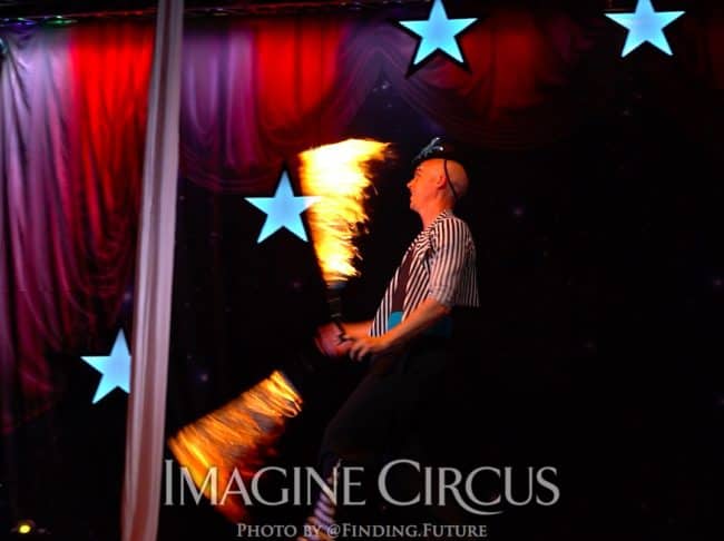 Fire Dancer, Adam, Cirque Celebration, Stage Show, Imagine Circus Performer, Photo by Finding Future