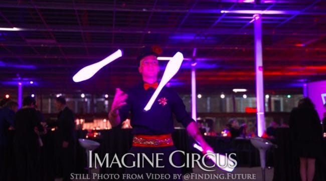 Adam, LED Juggler, VAE Gala Raleigh, Imagine Circus, Still from Video by Finding Future
