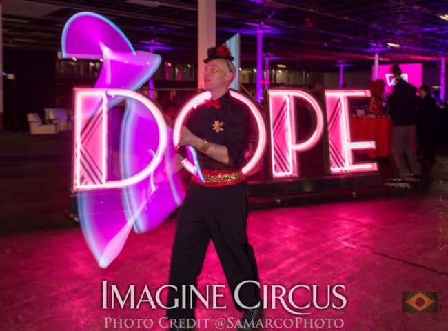 Adam, LED Juggler, VAE Gala Raleigh, Imagine Circus, Photo by Gus Samarco