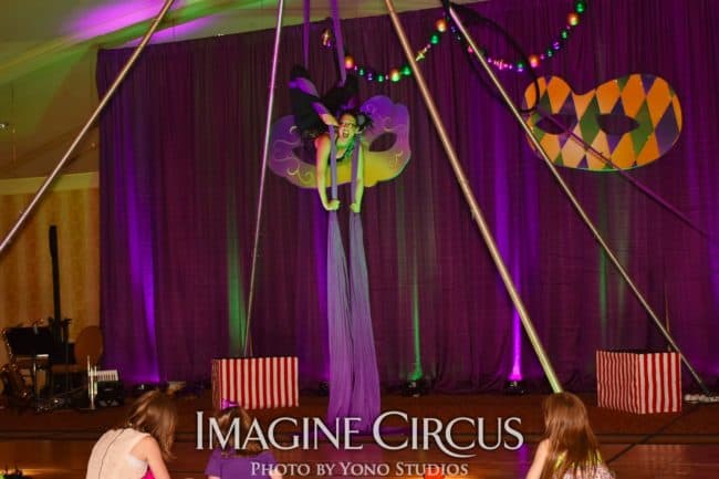 Aerialist, Aerial Silks Dancer, Mardi Gras, Liz, Louisville KY, Imagine Circus Performer, Photo by Yono Studios