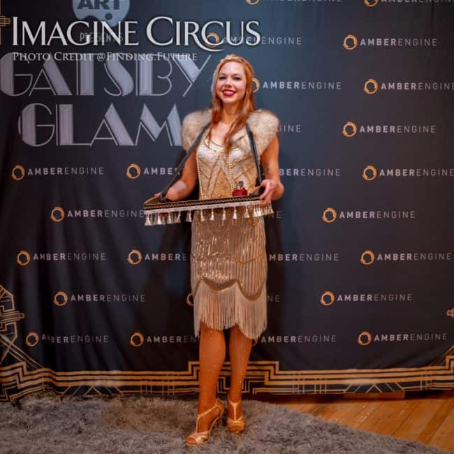 Cigar Girl, Vintage Serving Tray, Brittney I, Gatsby Gala, Classy Art, Imagine Circus, Photo by Finding Future