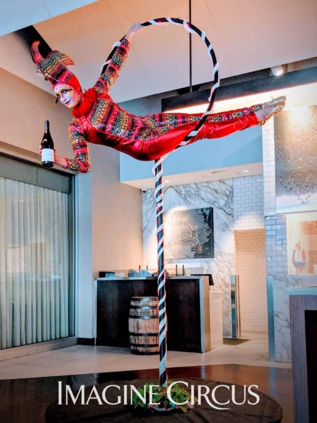 Lollipop Lyra Dancer, Aerial Bartender, Cirque Red Jungle Bird, Katie, Westin Hotel, Imagine Circus Performer