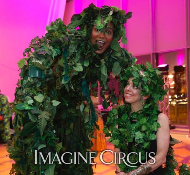 Vine Stilt Walker, Ben, Green Vines Flora Jungle Gala, Imagine Circus, Photo by Dan Currier for the Institute for Contemporary Art