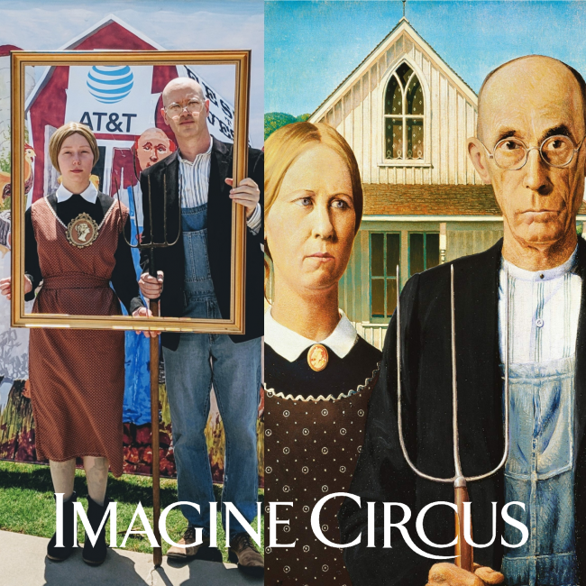American Gothic, Human Statue, Living Art, Steph and Michael, Imagine Circus Performers