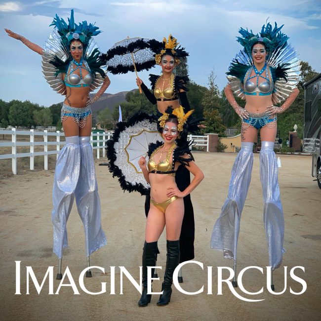Stilt Walker, Group Photo, Sexy Music Festival Costume, Imagine Circus Performers