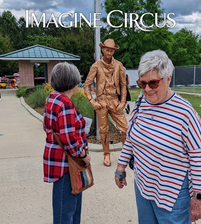 Bronze Statue, Cowboy Living Statue, Imagine Circus, Performer