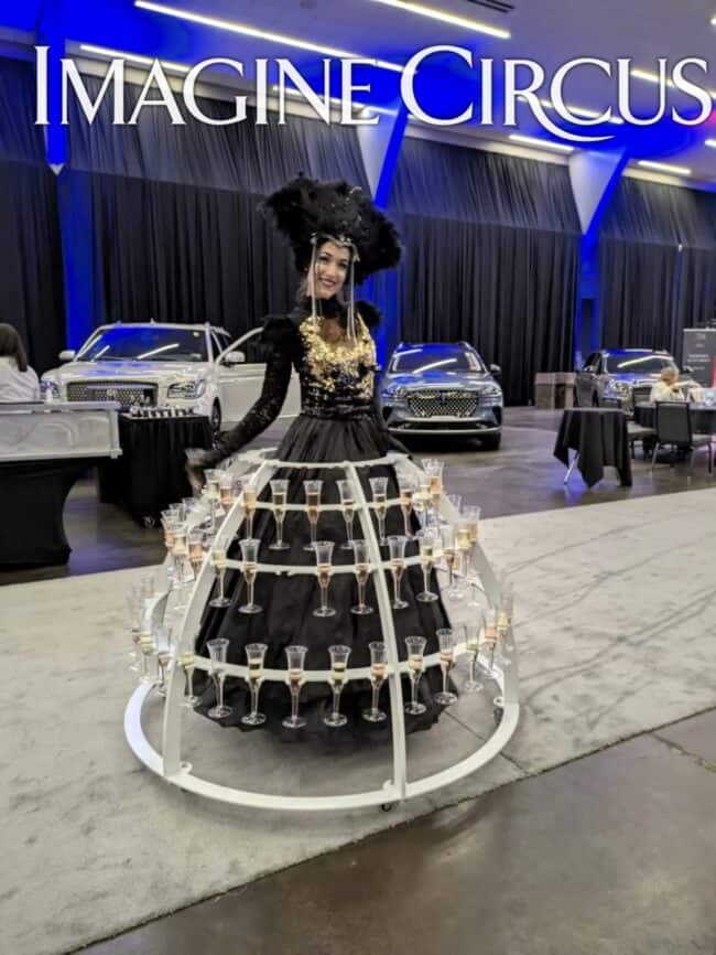 Imagine Circus, Strolling Champagne Dress, Upscale Server, Strolling Beverage Dress