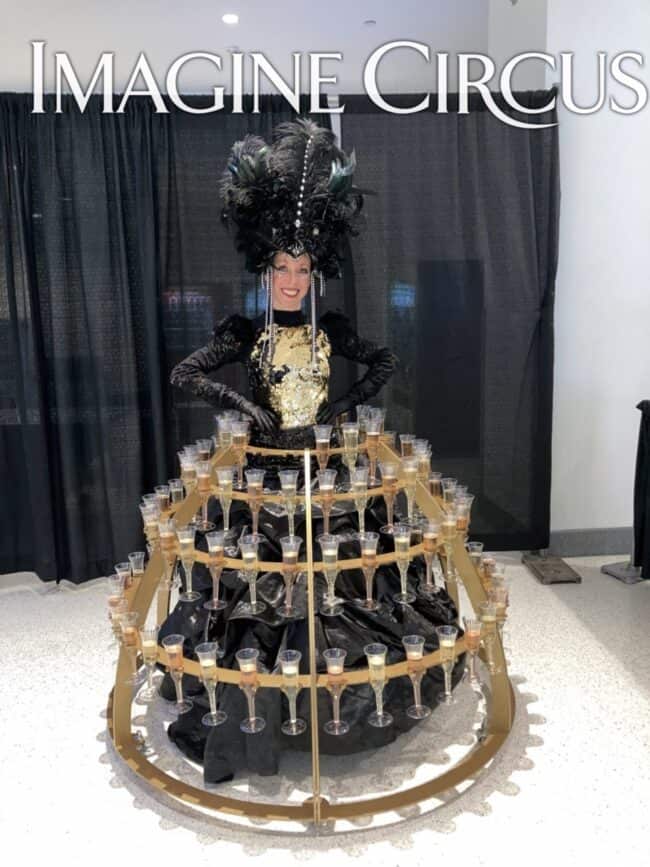 Imagine Circus, Strolling Champagne Dress, Upscale Server, Strolling Beverage Dress