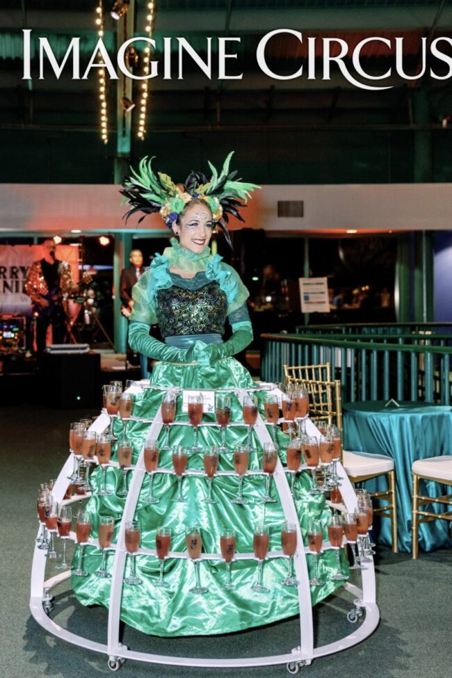 Imagine Circus Performer, Champagne Dress, Green, Upscale Entertainment 2