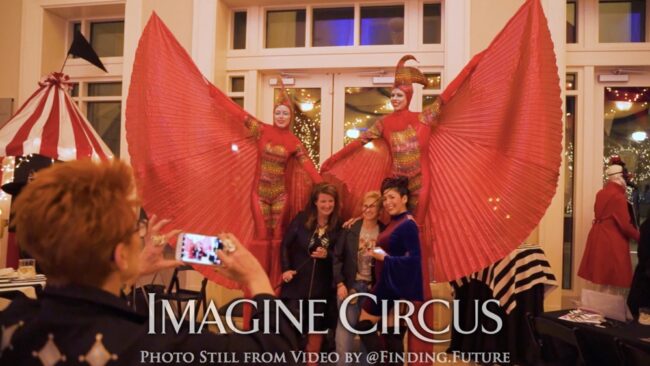 Imagine Circus, Red Gold Bird, Cirque Stilt Walker, Modern Cirque