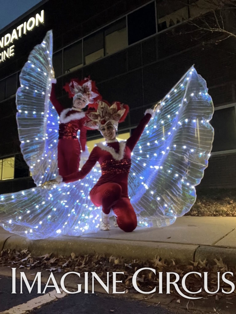 Imagine Circus Performers, LED wings, Red & White, Candy Cane, Christmas