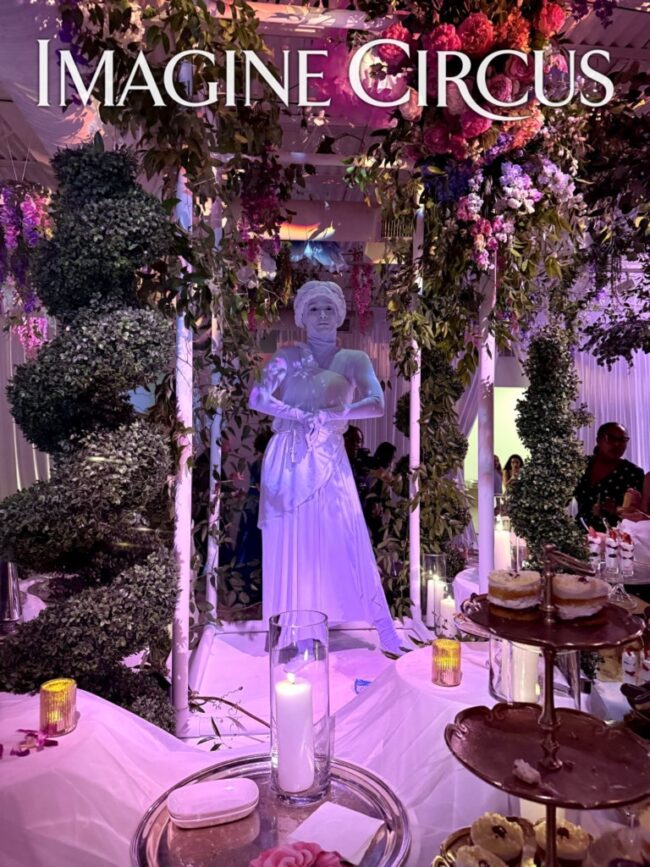 Imagine Circus Performers, Living Statues, White Statues, Garden Party