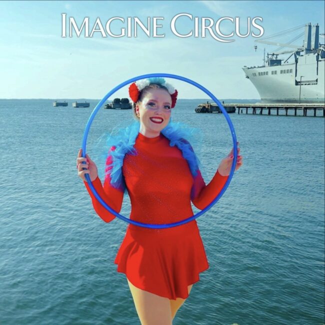 Imagine Circus, Patriotic Hooper, Red, White, Blue, Independence Day, Performer, Hoop Artist